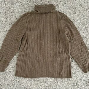 Talbots Women’s Taupe Ribbed Knit Turtleneck Sweater